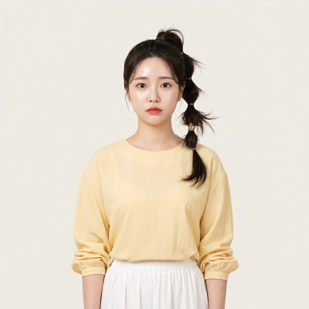 Front view of bubble ponytail showing loose flyaway elastic breakage damage and correct seamless coated elastic placement